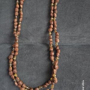 Natural Brown Beaded Layered Necklace